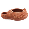 Image of Small Biblical Oil Lamp Replica Herodian Terracotta Clay w/ Fish 4x3"