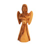 Image of Olive Wood Angel Trumpet Statue - Hand Carved Holy Land Decor