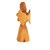 Image of Olive Wood Angel Trumpet Statue - Hand Carved Holy Land Decor