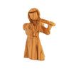 Image of Abstract Olive Wood Angel Playing Violin | Holy Land Gift 4"