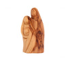 Image of Minimalist olive wood holy family nativity figurine from Bethlehem showing natural wood grain swirls.
