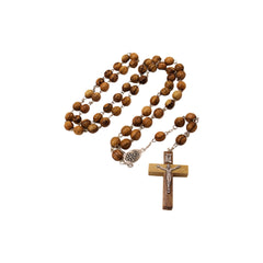 Handmade Catholic Olive Wood Rosary Prayer Beads Crucifix Jerusalem 23.6