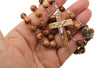 Image of Handmade Catholic Olive Wood Rosary Prayer Beads Crucifix Jerusalem 23.6"/60cm