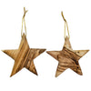 Image of 2 Star Olive Wood Hand Made Christmas Gift from Bethlehem 3 x 3 "