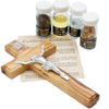 Image of Handmade Olive Wood Crucifix Cross Christian Gift Set 5 pcs Holy Land 8" 20cm