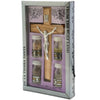 Image of Handmade Olive Wood Crucifix Cross Christian Gift Set 5 pcs Holy Land 8" 20cm