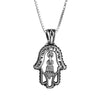 Image of Pendant Hamsa w/ Prayer Shema Yisrael Sterling Silver Amulet Kabbalah Necklace