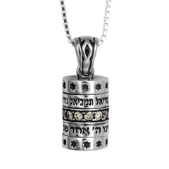 Pendant Mezuzah Names of Angels and Prayer Shema Israel Amulet Sterling Silver