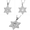 Image of Pendant Magen Star of David w/ CHAI HAI חי Sterling Silver & White Crystal CZ