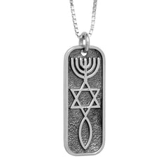 Pendant Dog Tag Messianic Movement Seal Yeshua Symbol Sterling Silver 1.25"