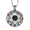 Image of Kabbalah Pendant Onyx Gemstone Hoshen 12 tribes Crystals CZ Sterling Silver & Gold 9K