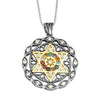 Image of Kabbalah Pendant Star of David Hoshen Crystals CZ Sterling Silver & Gold 9K