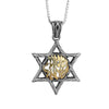 Image of Kabbalah Pendant Star of David w/ Prayer Shema Yisrael Sterling Silver & Gold 9K