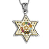 Image of Kabbalah Pendant Star of David Hoshen 12 Tribes Crystals CZ Silver 925 & Gold 9K