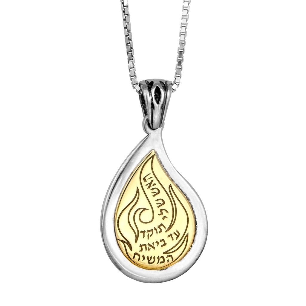Pendant Kabbalah "My flame" Nachman Sterling Silver & Gold 9K Amulet Necklace
