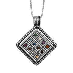 Kabbalah Pendant The Priestly Breastplate Hoshen Crystals CZ Silver 925 Amulet