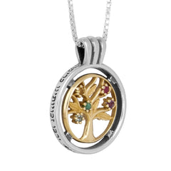 Pendant Tree of Life Multicolor Crystals CZ Silver 925 Gold 9K Jewelry Ø0.8