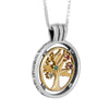 Image of Pendant Tree of Life Multicolor Crystals CZ Silver 925 Gold 9K Jewelry Ø0.8"