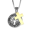 Image of Pendant Tree of Life w/ Gold 9K Cross Sterling Silver Necklace Amulet Kabbalah