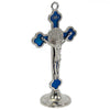 Image of St.Benedict Medal Standing Blue Enamel Metal Crucifix Cross INRI Jerusalem 5 ''
