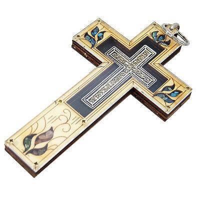 Handmade Cross with Semi-Precious Stones from Jerusalem Holy Land 5.6 inch