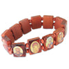 Image of Wood Stretch Elastic Bracelet Religious Souvenir with Icons of the Saints - Holy Land Store