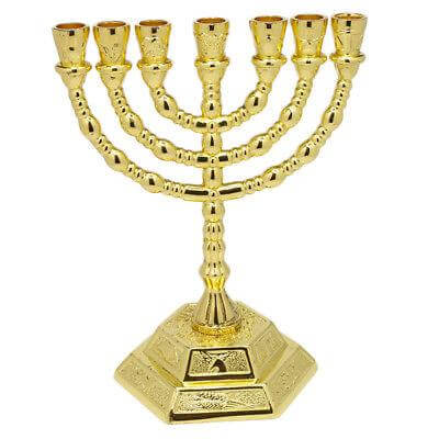 Gold Plated Handmade Menorah Judaica Souvenir from Jerusalem the Holy Land 5"