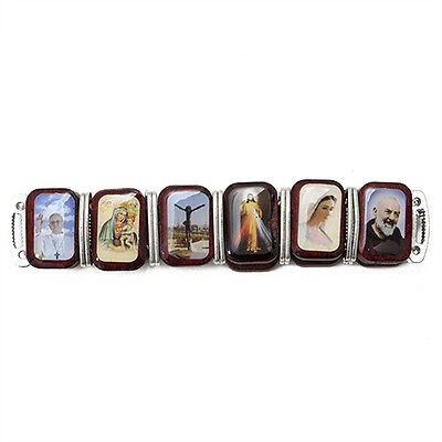 Wooden Bracelet Religious Souvenir with Icons of the Saints - Holy Land Store