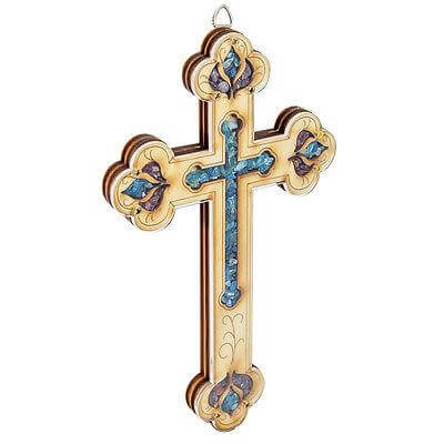 Handmade Cross with Semi-Precious Stones from Jerusalem Holy Land  7 inch