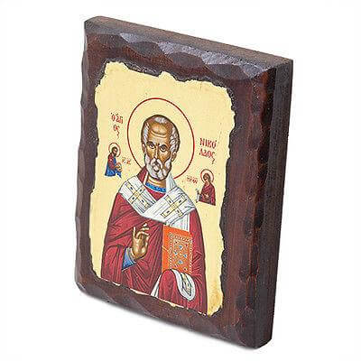 Greek Russian Orthodox Icon St.Nicolas Silk Screen from Jerusalem 5.8" x 4.2" - Holy Land Store