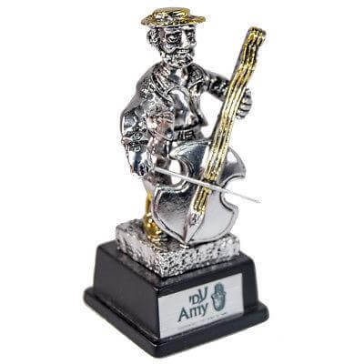 Jewish Hassidic Figurine with the viоlin silver plated 925 3,5" (9 cm) by Amy