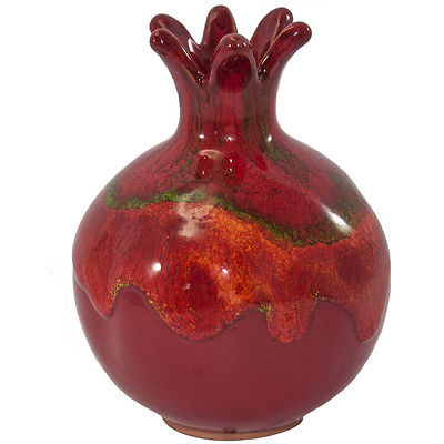 Small Ceramic Vase Pomegranate Handmade Israel Deepest symbolism Judaism 4"