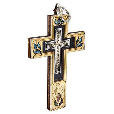 Handmade Cross with Semi-Precious Stones from Jerusalem Holy Land 5.6 inch