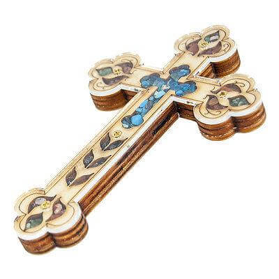 Handmade Cross with Semi-Precious Stones from Jerusalem Holy Land 5.4 inch