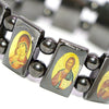 Image of Orthodox Christian Religious Black Hematite Bracelet With Images All Saints - Holy Land Store