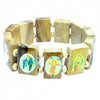 Image of Olive Wood Bracelet Judaica Religious Souvenir Bracelet with Icons of the Saints - Holy Land Store