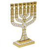Image of Menorah Seven-branched Candle Holder Jerusalem White Enamel Israel Judaica 4.7"