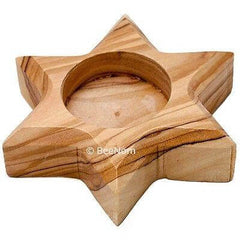 2 Star of David Olive Wood Candleholder Tea Candle from Bethlehem Hand Made