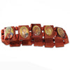 Image of Wood Stretch Elastic Bracelet Religious Souvenir with Icons of the Saints - Holy Land Store