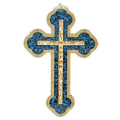 Handmade Cross with Semi-Precious Stones from Jerusalem Holy Land 11 inch