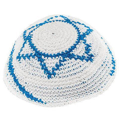 Blue-White Yarmulke Jewish Kippah w/ Star of David Hat Israeli Yamaka Kippa