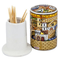 Toothpicks Holder With Traditional views of Jerusalem Gift from the Holy Land