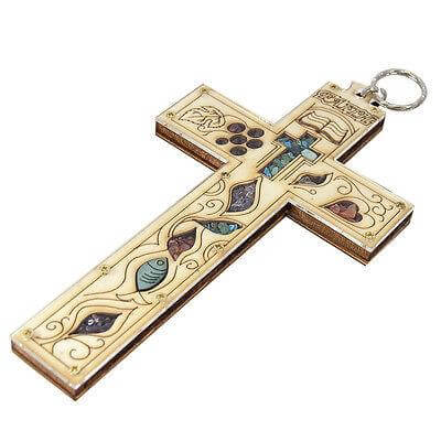 Handmade Cross with Semi-Precious Stones from Jerusalem the HolyLand  8 inch