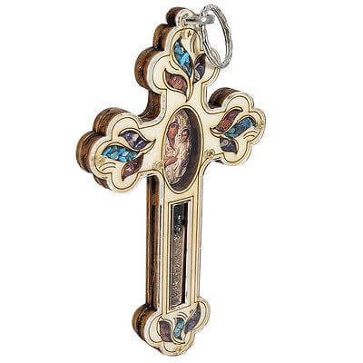 Handmade Cross with Semi-Precious Stones  and Holy Soil from Jerusalem 5.5 inch-3