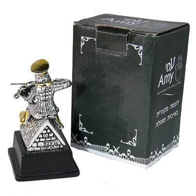 Jewish Hassidic Fiddler On The Roof Figurine silver plated 925 3.5 inch /8 cm