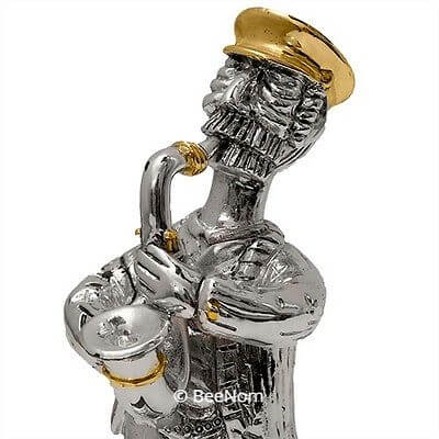 Jewish Hassidic Figurine Musician with Sax silver plated 925 6,3" - Holy Land Store
