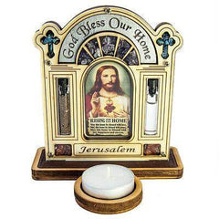 Candle Holder Icon Replica Handmade with Home Blessing with Semi-Precious Stones