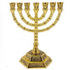 Image of Gold Plated Handmade Menorah Judaica Souvenir from Jerusalem 6.3 inch - Holy Land Store