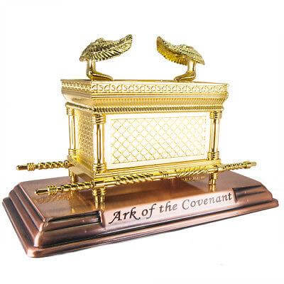 Figurine Arc of the Covenant Gold Plated Copper Stand Mini Replica 7" x 4.5" - Holy Land Store