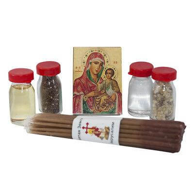 Blessed Pilgrim Set from Holy Land Oil + Water + Soil + Insence + Candle + Icon